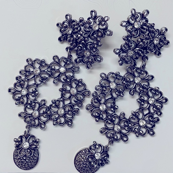 Vintage Barrera Oversized Vintage Chandelier Earrings Rare Pierced Costume - Picture 1 of 3